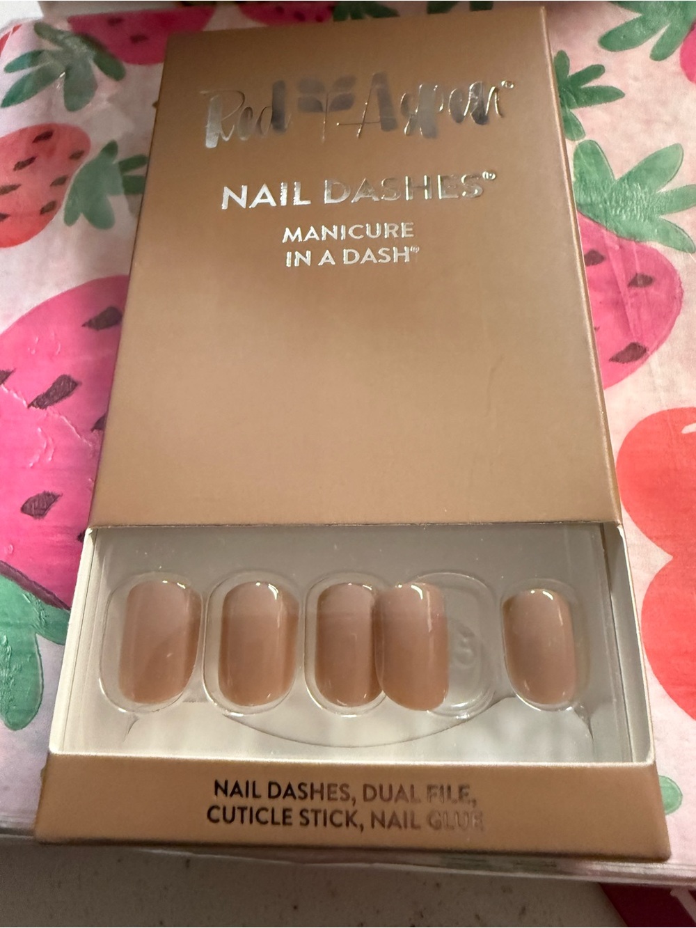 🍁🎃Red Aspen Nude Nail Dashes Press-On Manicure - Natural Beige